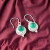 Green Onyx Cab Gemstone 925 Sterling Silver Jewelry Handcrafted Earrings 1.43" EE-117-24
