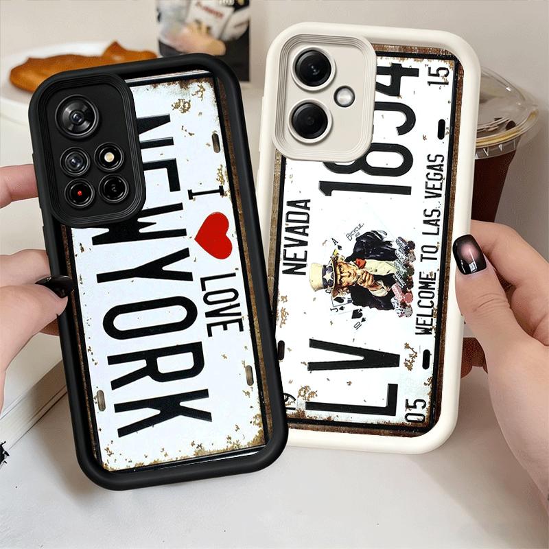 Retro Vintage License Plate Soft Phone Case for Xiaomi Redmi Note 15 14 13 12 11 Pro Plus 10S 11S 4G 11T 5G Shell Silicone Funda