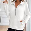Autumn Winter Women's Lapel Zip Pullover Long Sleeve Casual Pocket Solid Hoodie Top for Women