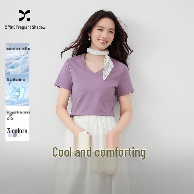 Xiangying Women s Cooling & Antibacterial V-Neck Short Sleeve T-Shirt S