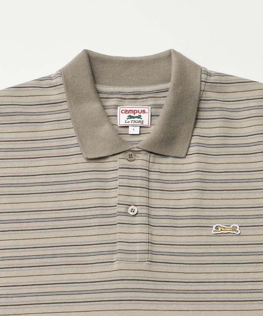 LE TIGRE Multi-Stripe Polo T-Shirt (Pale Khaki)