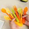 12-Piece Colorful Plastic Fork and Spoon Set for Parties and Everyday Use.