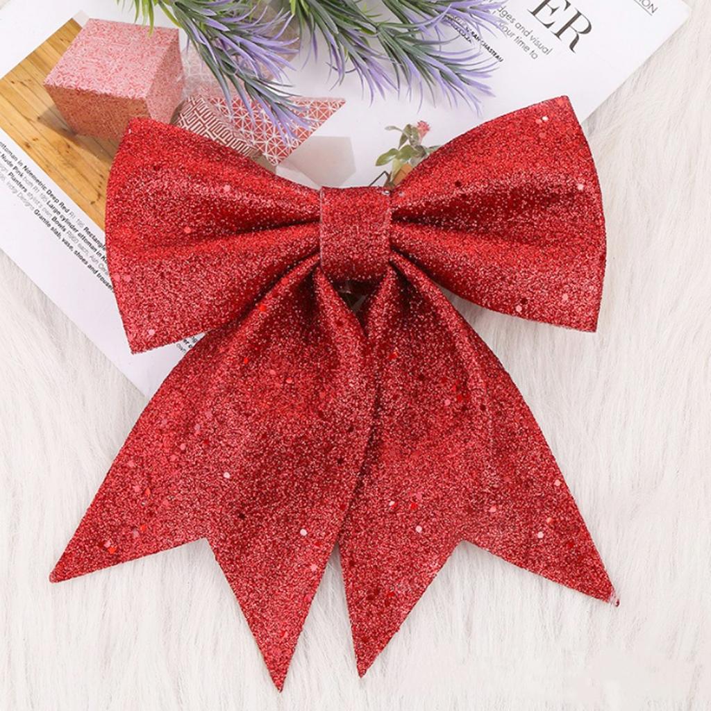 6pcs Glitter Bow Ornaments Multifuntional Party Accessories Xmas Decorative Glitter Ties for Valentine Day Wedding