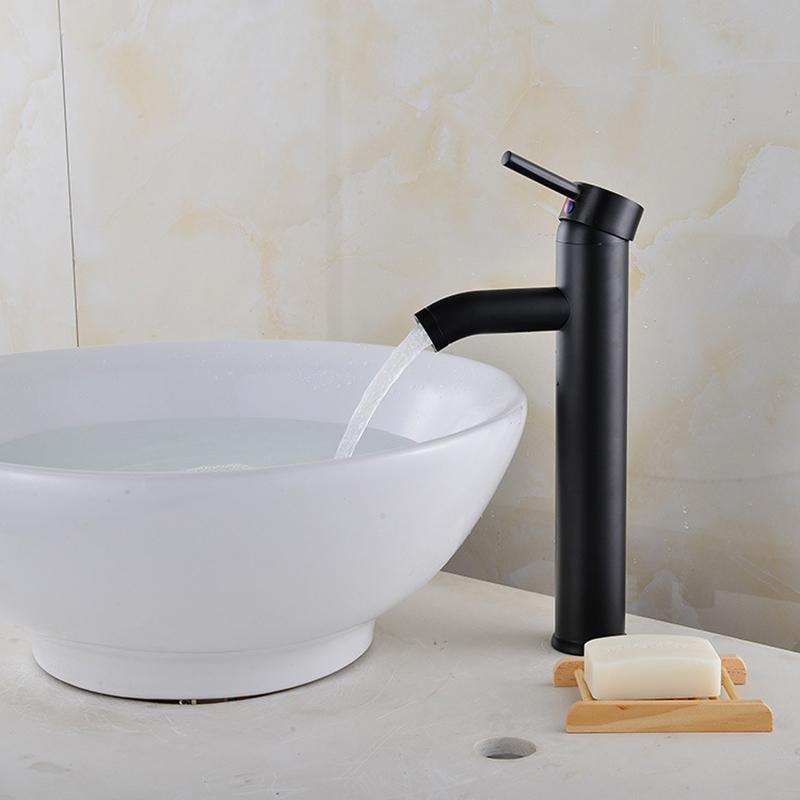Black Basin Faucet Stainless Steel Paint Faucet Bathroom Single Handle Basin Faucets Blacked Single Hole Hot Cold Mixer Tap