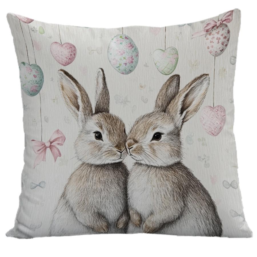 Nordic Holiday Rabbit Pillowcase - Short Plush Sofa & Bedroom Cushion Cover