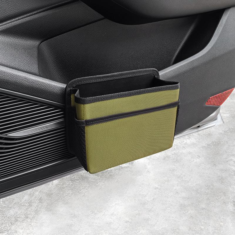 Car Side Door Foldable Trash Can PU Leather Multifunction Storage Box Car Organizer Seatback Hanging Storage Bag Trash Bin