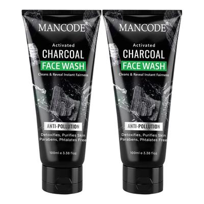 Mancode Activated Charcoal Face Wash for Men | Deep Cleansing, Oil Control & Anti-Pollution | Detoxifies, Purifies Skin & Provides Instant Freshnes