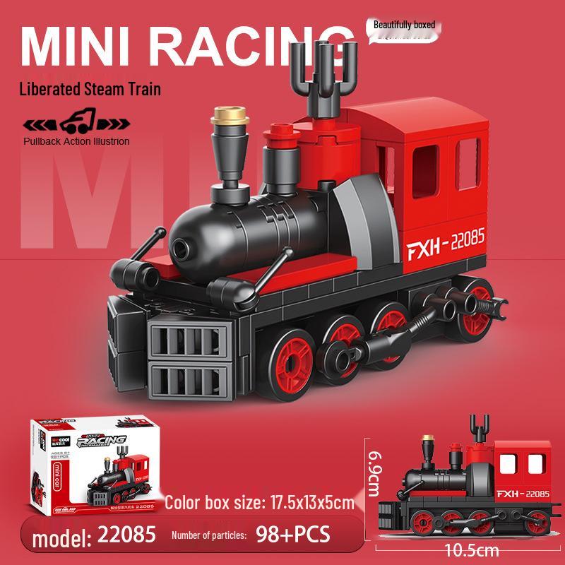 Pull-Back Assembly Toy Set: Campervan, Race Car, Ambulance, Fire Truck