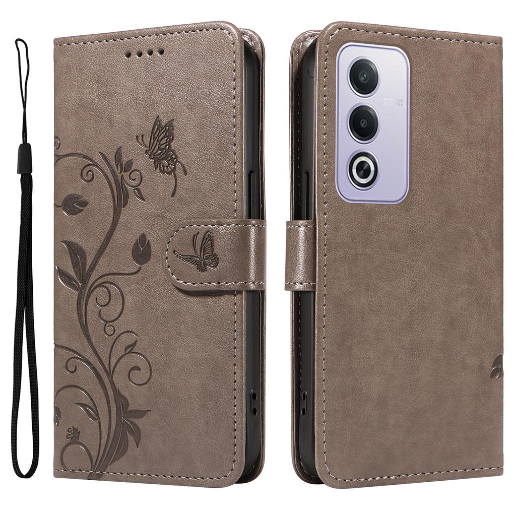 For Oppo A5 4G/5G/A80 5G/A3 5G/A3 Pro (India) 5G/A3 Pro (Global) 5G PU Leather Cases Flower Pattern Wallet Cover with Strap