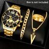 Watch Men's Set Gift Dial with Calendar Steel Belt Men's Watch Business Luminous Watch