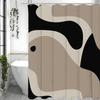 Fluid Modern Geometric Black Brown Shower Curtain, Bathroom Decorative Shower Curtain, Waterproof Shower Curtain with Hooks
