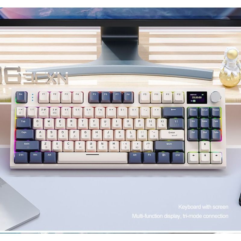 

Игровая беспроводная клавиатура ATTACK SHARK K86, (GX Синий переключатель), Русская раскладка, бежевый/синий