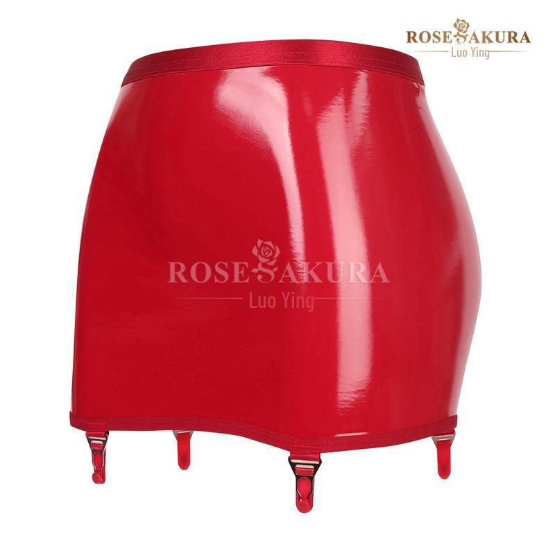 Luoying 8316 Patent Leather Garter Skirt with Metal Buckle and Stockings Accessories