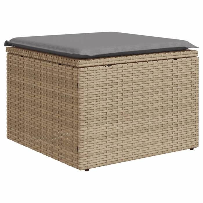 VidaXL Tabouret de Jardin avec Coussin, Siège avec Housse, Meuble de Terrasse Patio Balcon Extérieur, Beige 55x55x37cm 366090