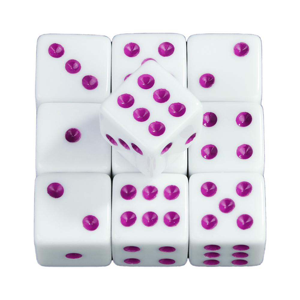 Weiße Würfel 10 Stück 6-seitige Spielwürfel Eckig 16MM Mathematik Unterhaltung Acryl Glücksspielwerkzeug Würfel