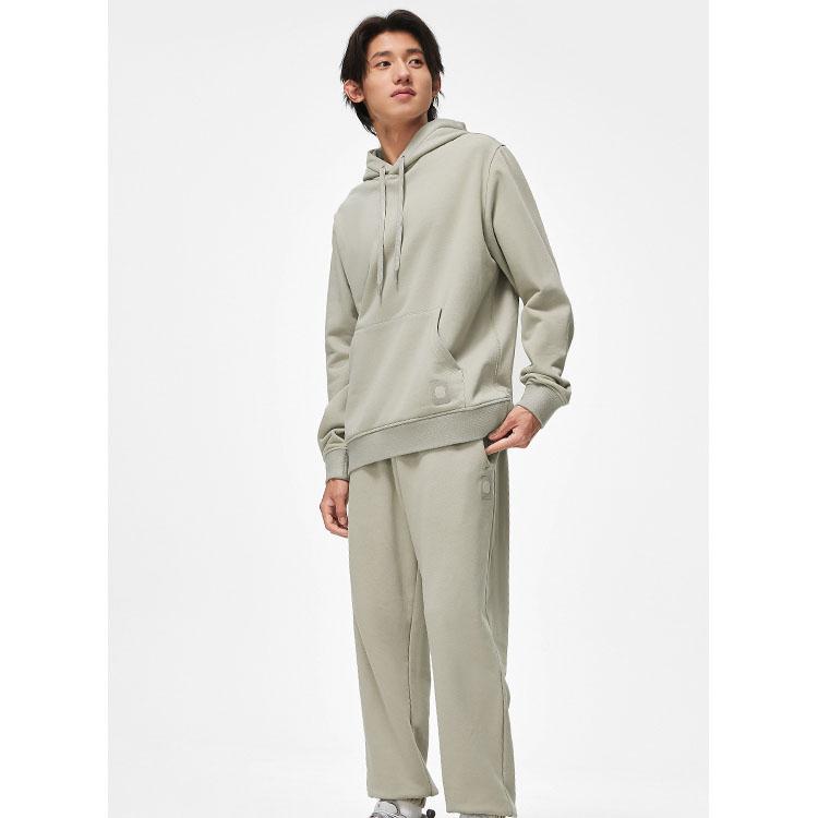 Li Ning China Color Series Einfarbiges Kapuzen-Freizeit-Langarm-Sweatshirt Herren-Sweatshirt Steingrau AWDT963-7