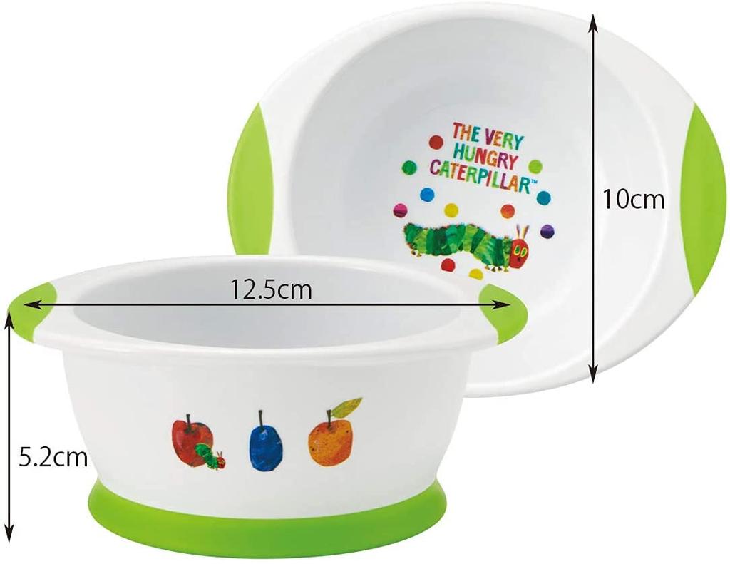 Skater Rice Very Hungry Caterpillar x 10 x Bowl, Easy-Scooping, Children's Tableware, Design, 12.5 5.2cm (WP2)
