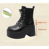Fashion 12.5CM High Chunky Boots Fashion Lace-Up Thick-Heeled Thick-Soled Motorcycle Boots Waterproof Platform Side Zipper Women's Shoes