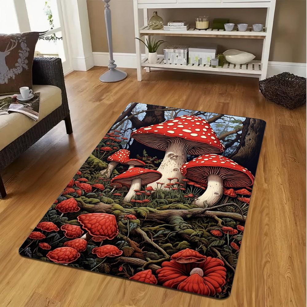 Creative INS Witch Forest Red Mushroom Magic World Carprt for Living Room Bedroom Decor Soft Area Floor Mat Kitchen Rug Gift