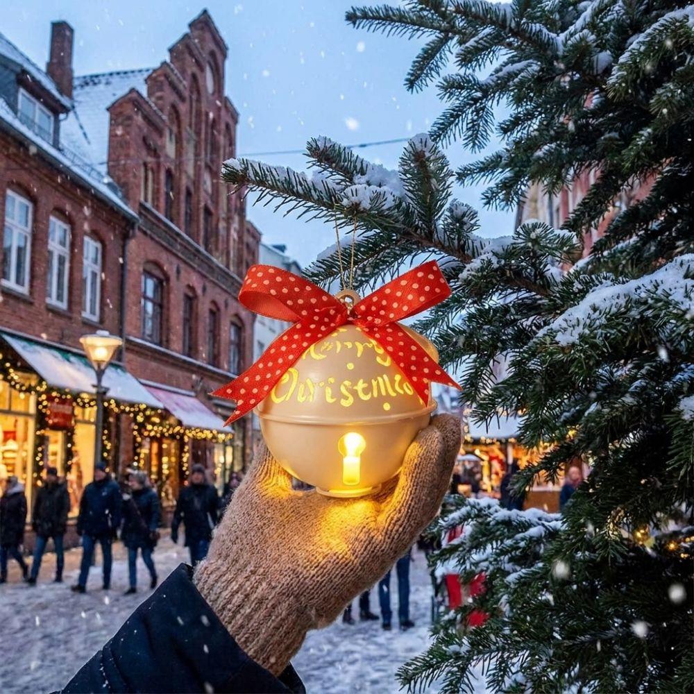 Schleifenknoten Leuchtende Glocke Ornament mit Gewebtem Band Weihnachten Hängendes Schmuckstück Fensteraufhängung