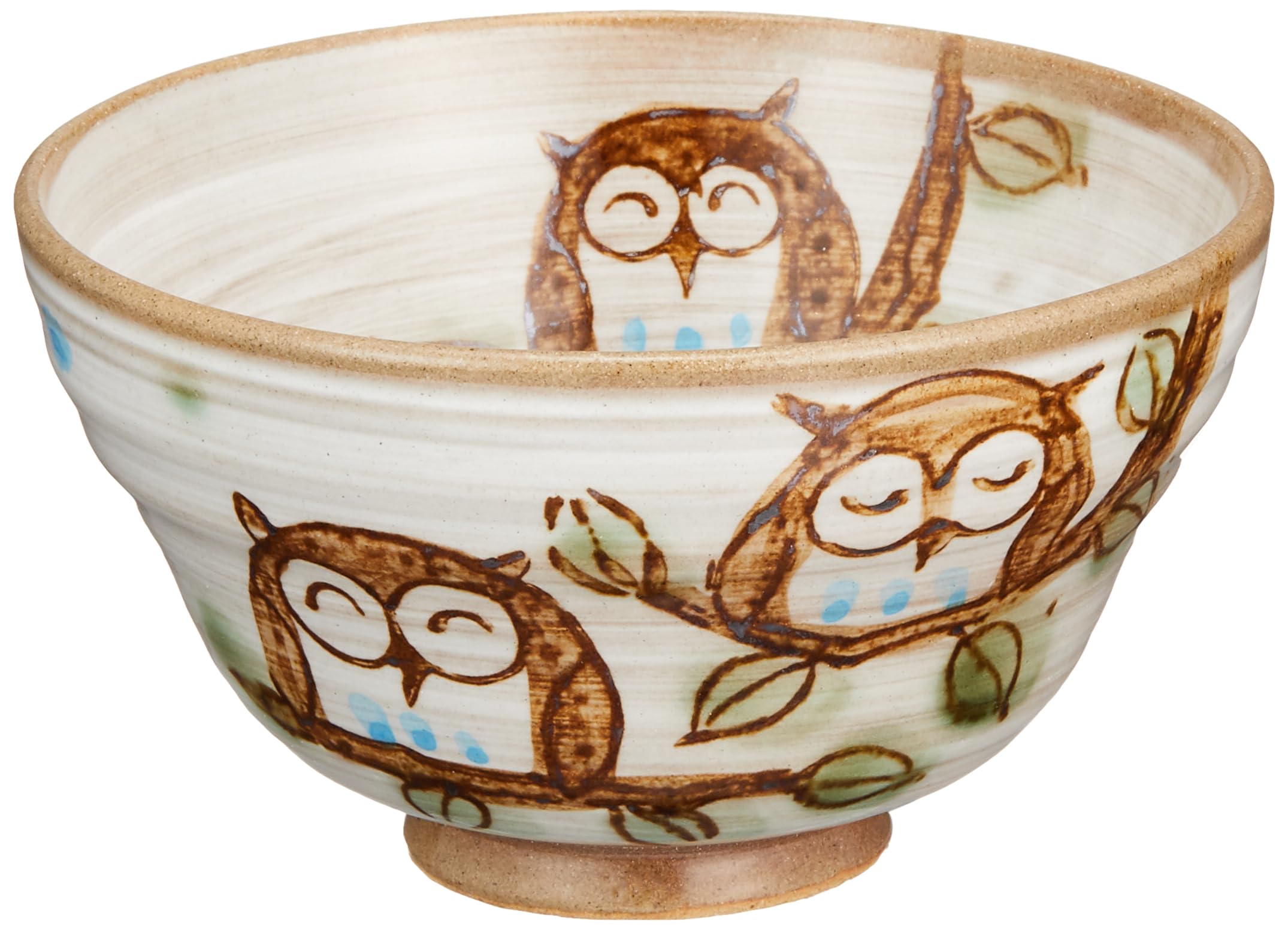 

Миноская чашка для чая/пиала, прибл.. 12 см, Дизайн с дружелюбной совой, Синий, Сделано в Японии, 133-61216