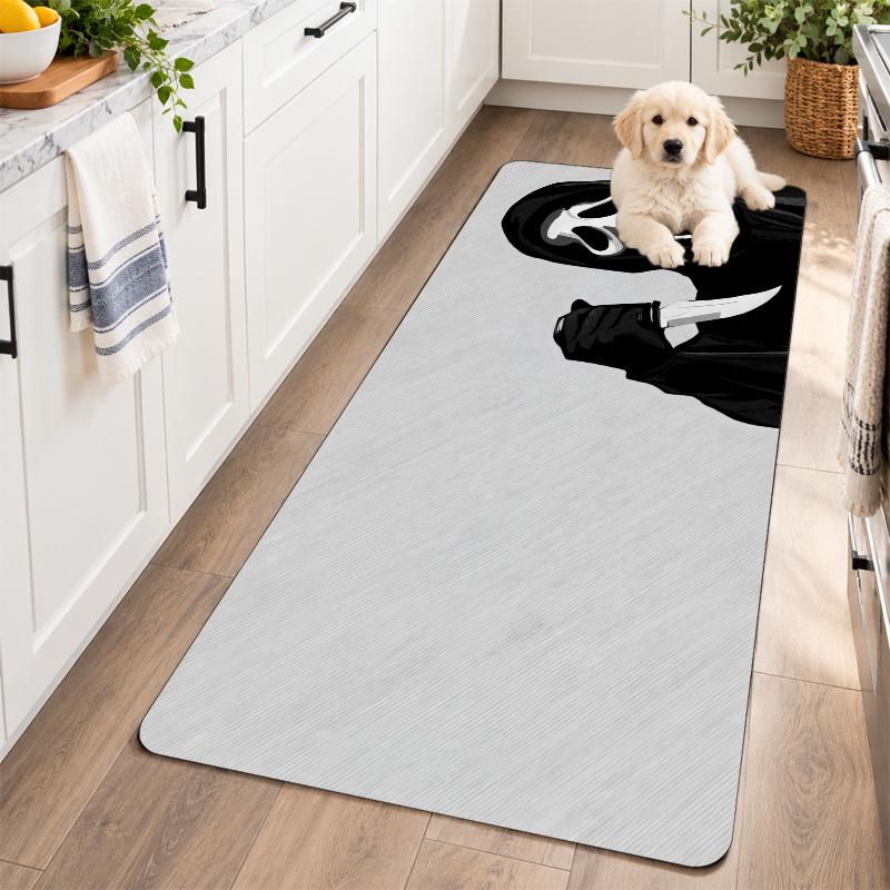 Flannel Kitchen Mat Scream Ghostface Soft Area Rug Non Slip Floor Carpet Home Decoration