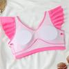 Women's Pleated Slim Fit V-Neck Color Block Ruffled Two-Piece Swimsuit