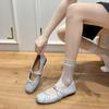 2025 New French Elegant Round Head Flat Mary Jane Shoes Summer Sweet Bow Word with Shallow Mouth Single Shoes