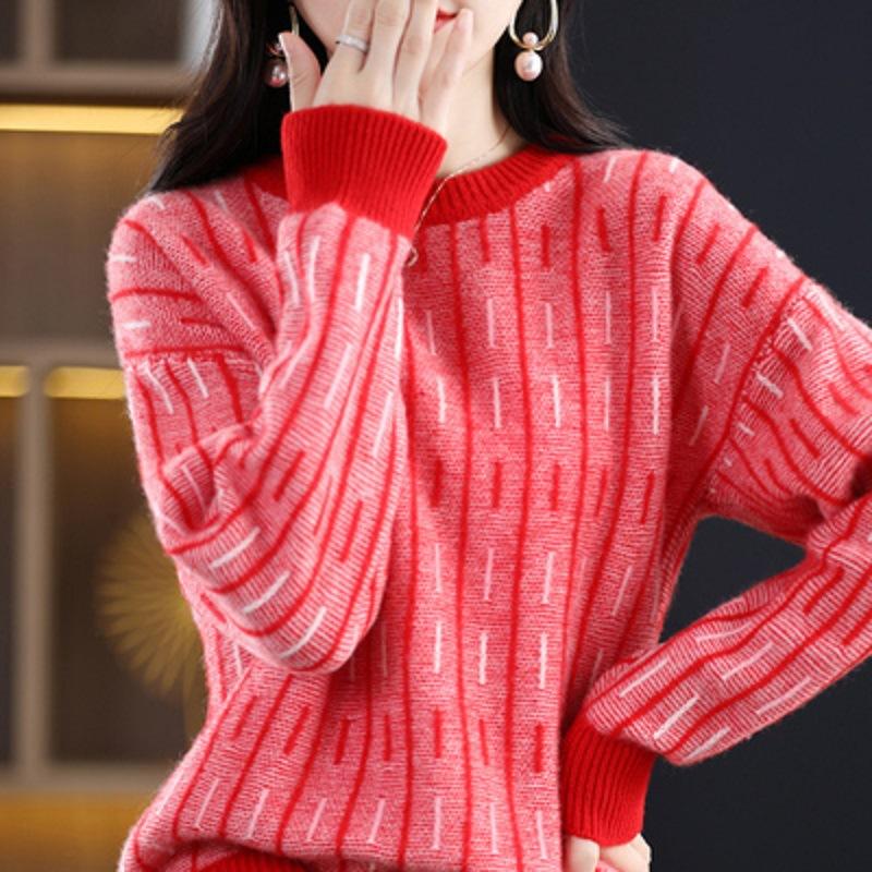 

Модный пуловер женский осенне-зимний новый свободный с цветовыми блоками ленивый стиль внутренний базовый топ женский толстый трендовый One size красный