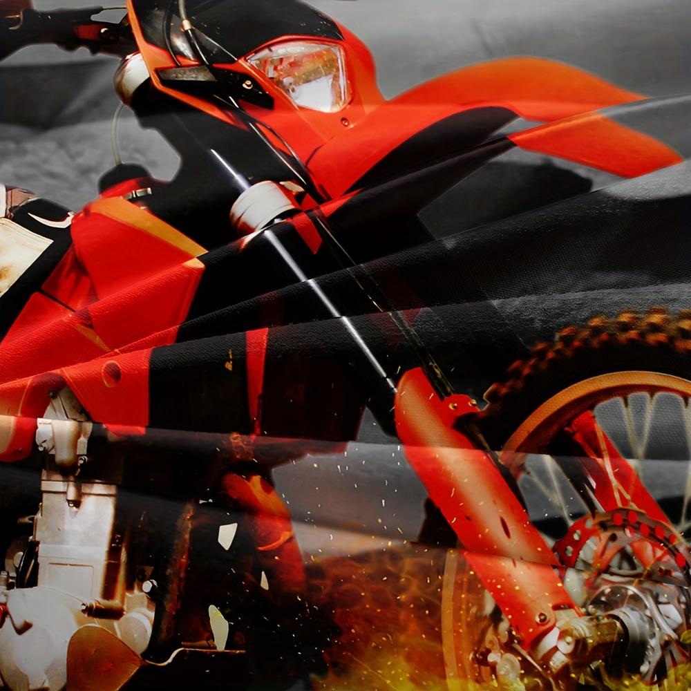 Desert Motorcycle Racing Duvet Cover Set - Breathable Soft Polyester Bedding with Zip Closure for All Seasons