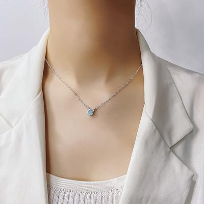Short Neck Chain Cat With Diamonds Kitten Necklace Female Personality Trendy Literary And Sweet Blue Rhinestone Cat Collarbone Chain