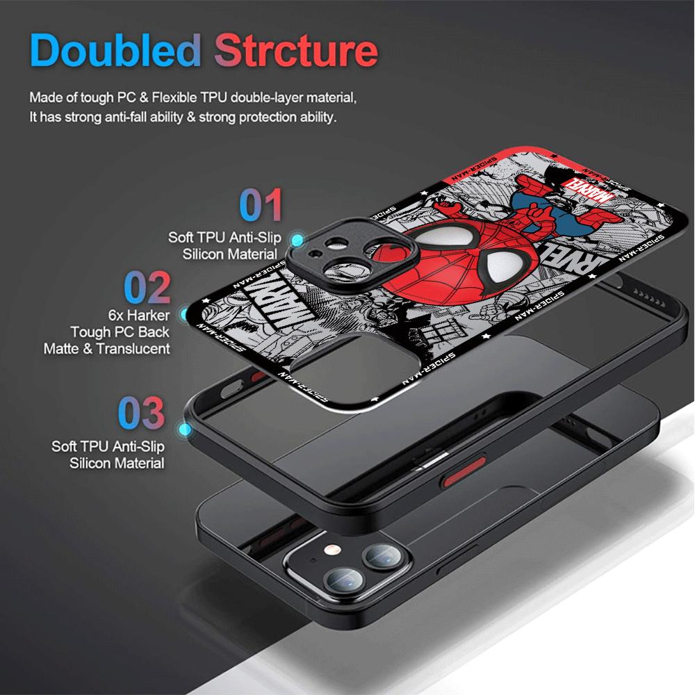 Phone Case for iPhone XR 15 Pro 11 Pro XS X SE 13 14 Pro Max 12 Mini 8 Plus 7 Luxury Back Cartoon Marvel Spiderman Groot Cover