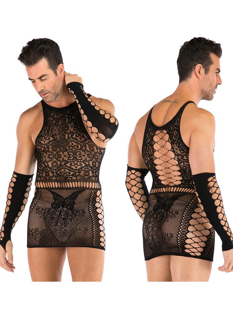 Sling Lingerie For Men Body Stocking Erotic Crotchless Sexy Mesh Underwear Black Porn Babydoll Lenceria Bodysuit Curvy Costumes