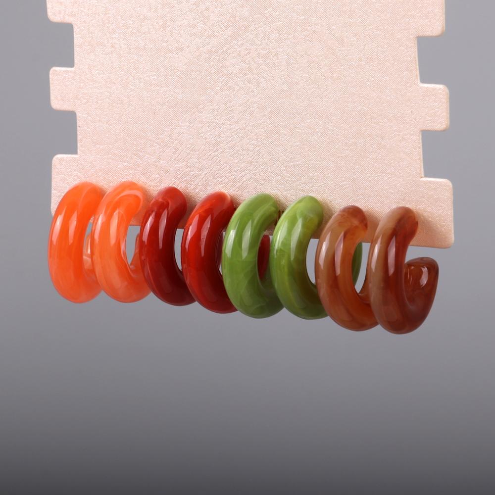 New Boho 4 pair/set Multicolor Acrylic Small Hoop Earrings Original Resin Geometric C Shape Drop Earring Jewelry Sets for Women