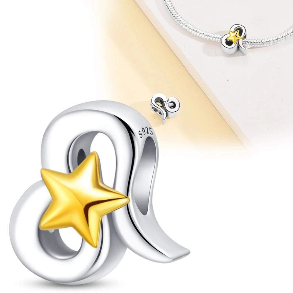 Coppertwelve Constellations Sparkling Aries Leo Pisces Beads Fit Pandora Charms Bracelet For Women Fine Jewelry