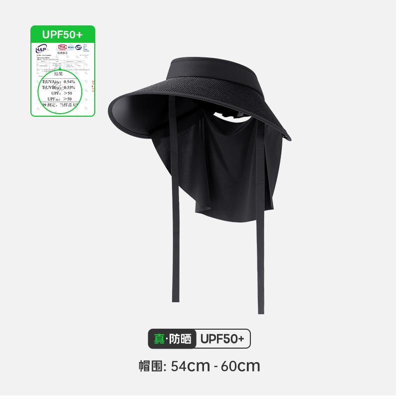 

Extended brim sunshade sunscreen cap women s summer protection shawl UV protection cycling straw empty top sun hat foldable One Size