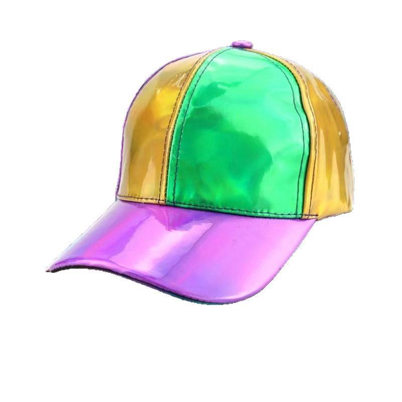 Unisex PU Rainbow Changing Baseball Hat Adult Laser Hip Hop Cap Outdoor Casual Snapback Shiny Party Dressing Hat