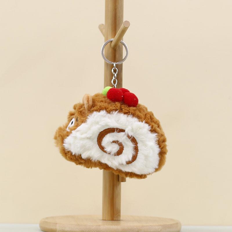 

Plush Bear Keychain With Swiss Roll Design For Bag Decor And Gift Idea Light Brown Swiss Roll