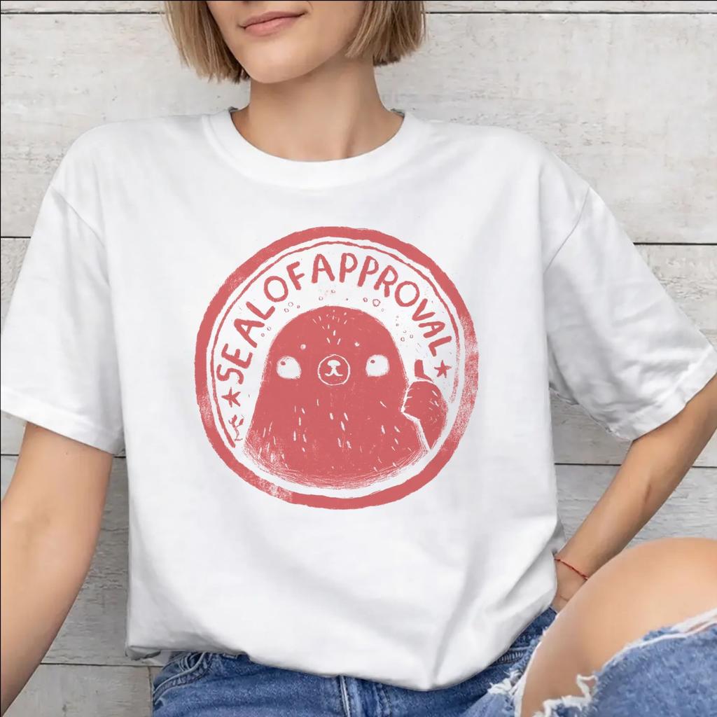 Graphic Printed Seal Of Approval T Shirt For Unisex 100 Cotton Tshirts Short Sleeve Tops