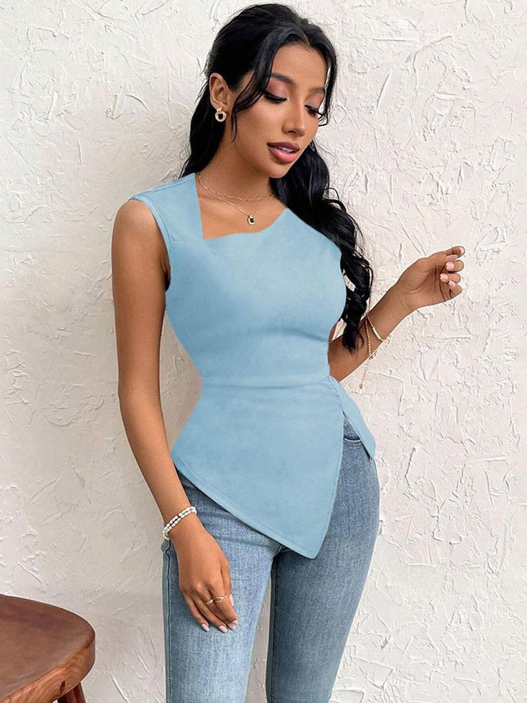 Women's European & American Style Elegant One-Shoulder Slim T-Shirt - Spring/Summer 2026 Collection