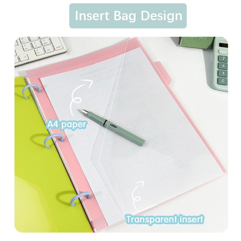 5PCS Colored Discbound Slash Pocket Folder Discbound Notebook Divider Pocket 9 Disc Pocket Envelope for Disc Planner Notebook