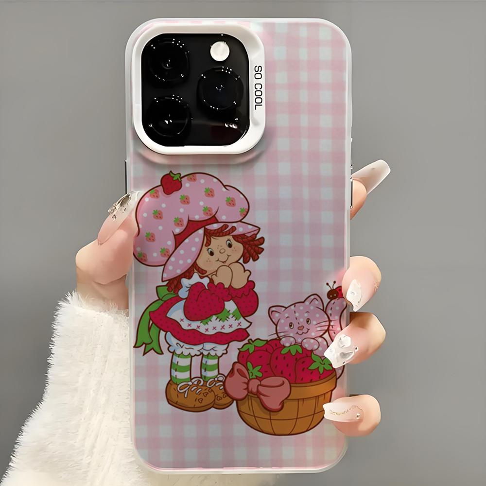 Girl Pink Strawberry S-Shortcake Phone Case  Phone Case For iPhone 14 16 15 11 12 13 Pro Max Mini Plus Shockproof Cover