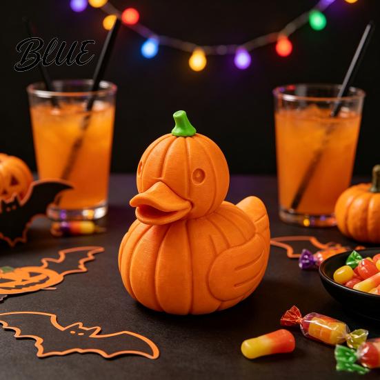 Artistic 3d Printed Ornaments Halloween Pumpkin Duck Figurine 3D Cute Fall Decorations Statue Autumn Thanksgiving Desktop Ornament Home Garden