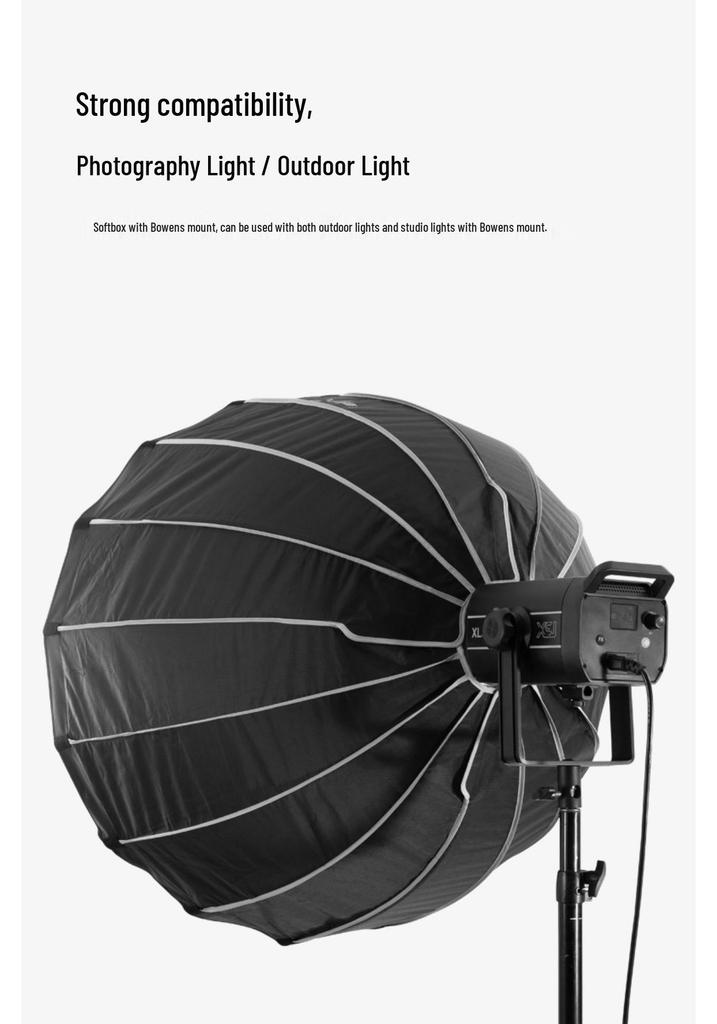 120CM Quick-Release Parabolic Softbox with Bowens Mount and Portable Honeycomb Grid Diffuser.