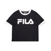Letter Large Logo Printed Cotton Regular T-Shirt Women Tops Black T11W022117FBK