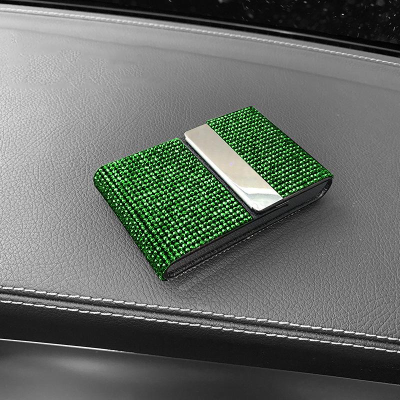 

Алмазный держатель для водительских прав для водительских прав автомобиля, хранение кредитных карт, внутренний флип, женские автомобильные блестящие аксессуары для девочек зелёный