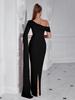 Elegant One-Shoulder Floor-Length Cocktail Gown