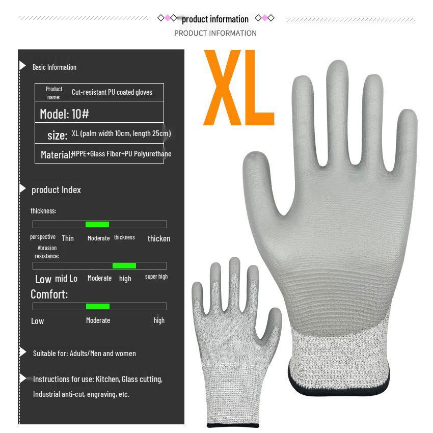Cut-Resistant Level 5 Industrial Protection Gloves - Scratch and Wear-Resistant Safety Gear