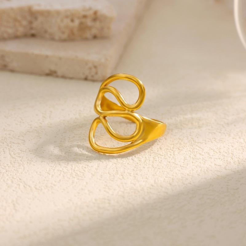Stainless steel geometric irregular ring women's high sense niche design exaggerated ring hand jewelry