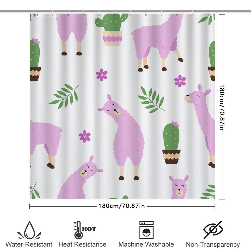 Cute Pink Sheep Cactus Print Shower Curtain For Bathroom Decor Taurusduan Home Textiles